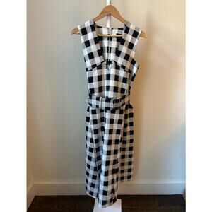 Derek Lam Black & White Gingham Midi Dress with Belt, Size 4